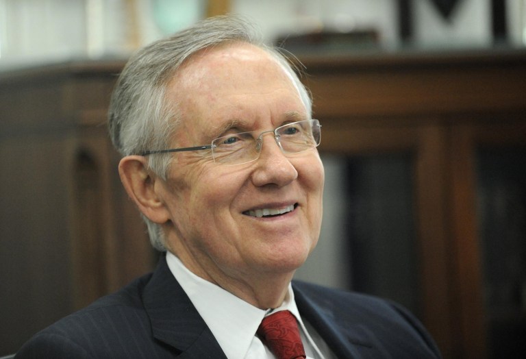 Senate Majority Leader Harry Reid, D-Nev., smiles during an interview in his office in Reno, Nev. , on Dec. 5. (AP Photo/Reno Gazette-Journal, Andy Barron)
