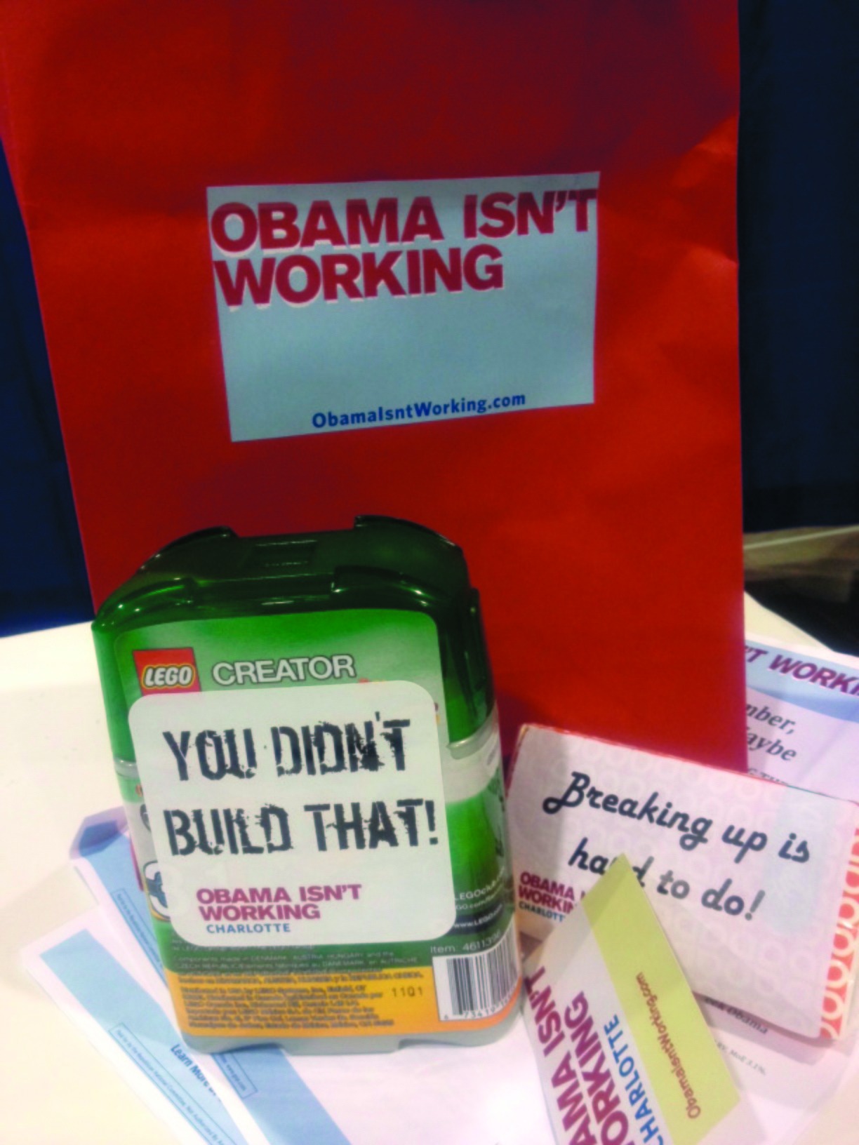 GOP swag: ‘You didn’t build that’ Legos, Kleenex for teary Dems