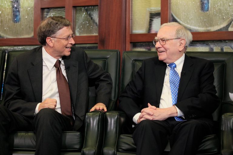 Warren Buffett, right, and Bill Gates, shown here during a May 6 interview in Omaha, Neb., 