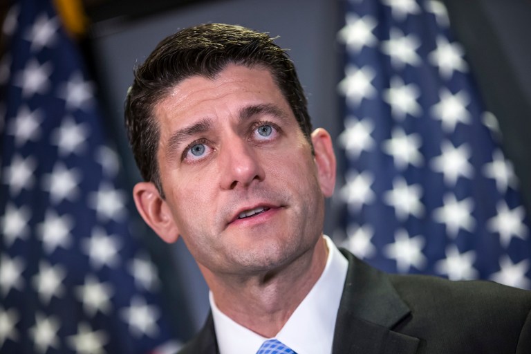 House Speaker Paul Ryan of Wisconsin asserts that he is voting for Donald Trump because Hillary Clinton will oppose GOP plans. (AP Photo/J. Scott Applewhite)