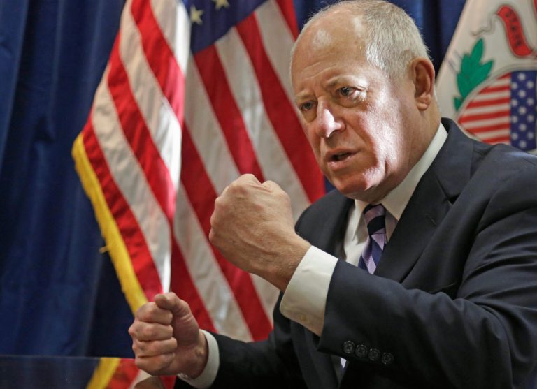 In this Dec. 24, 2013 file photo, Illinois Gov. Pat Quinn speaks during an interview with The Associated Press in Chicago. The debate on raising Illinoisâ minimum wage â an issue thatâs percolated for years â could take center stage throughout the 2014 election season as Quinn vows to get legislation approved in Springfield by yearâs end and Republicans work to fine tune their stances. (AP Photo/M. Spencer Green, File)