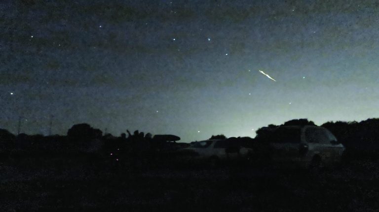 In this photo taken Oct. 17, 2012 and provided by Phil Terzian is a shooting star above the Montebello Open Space Preserve in Palo Alto, Calif. Streaking fireballs lighting up California skies and stunning stargazers are part of a major meteor shower, and the show is just getting started, professional observers said. (AP Photo/Phil Terzian)