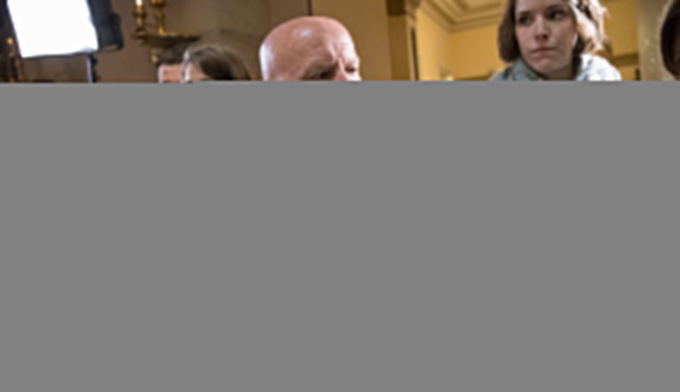 House Ways and Means Committee Chairman Kevin Brady, R-Texas, whose panel is charged with writing tax law, pauses for reporters just after the House gave a significant boost to President Donald Trump's promise to cut taxes, narrowly passing a GOP budget that shelves longstanding concern over federal deficits in favor of a rewrite of the tax code, on Capitol Hill in Washington, Thursday, Oct. 26, 2017. (AP Photo/J. Scott Applewhite)