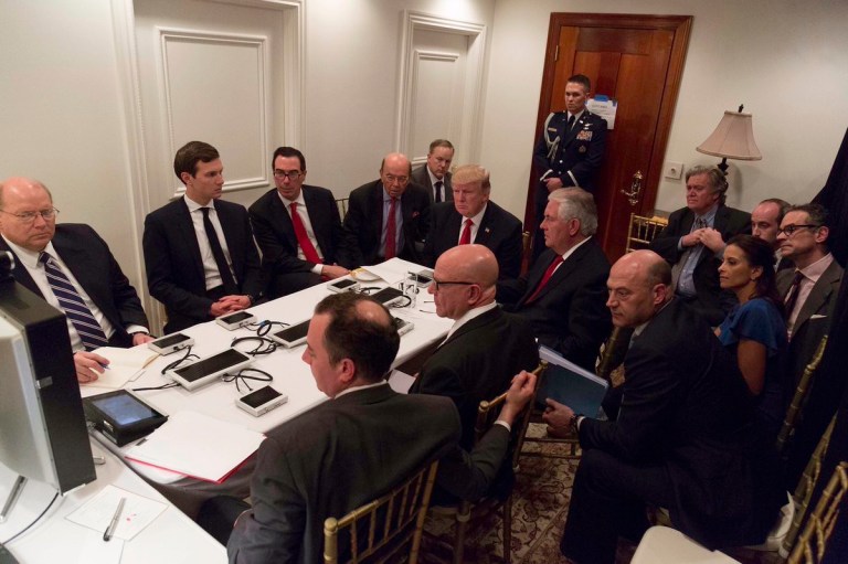 Trump's action against Syria was reassuring to Republicans that he was rejecting his isolationist tendencies. (White House via AP)
