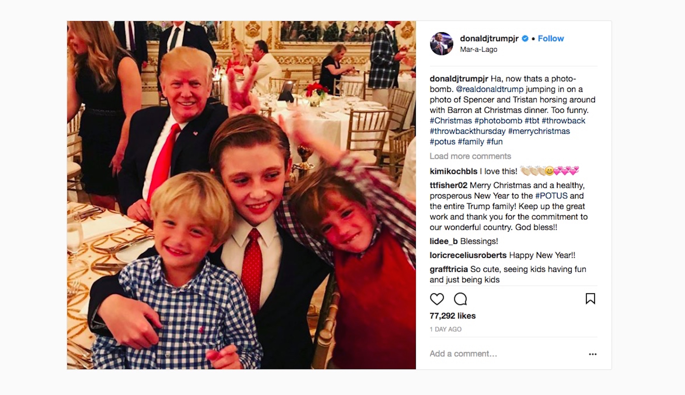 Trump photobombs picture with son, grandchildren at Mar-a-Lago