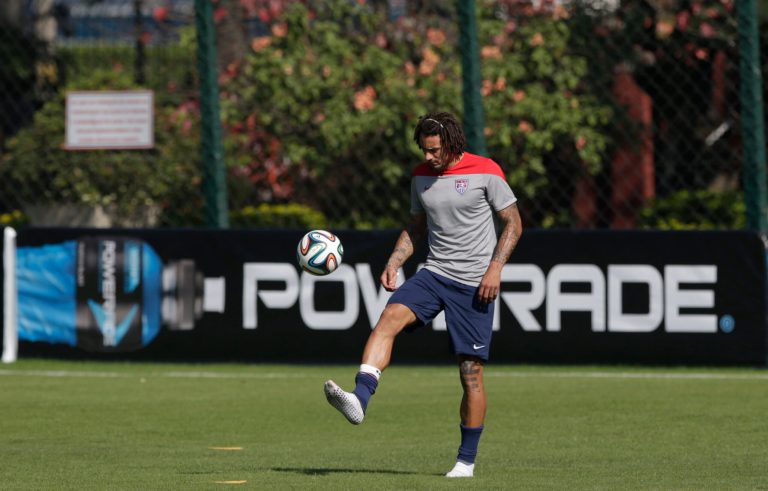UnitedÃÂ States' Jermaine Jones controls a ball during a training session in Sao Paulo, Brazil, Tuesday. (AP/Julio Cortez)