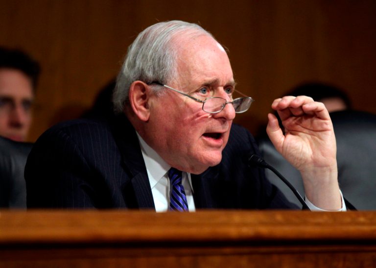Sen. Carl Levin, D-Mich., speaks on Capitol Hill in Washington in this April 1, 2014, file photo. (AP Photo/Lauren Victoria Burke, File)