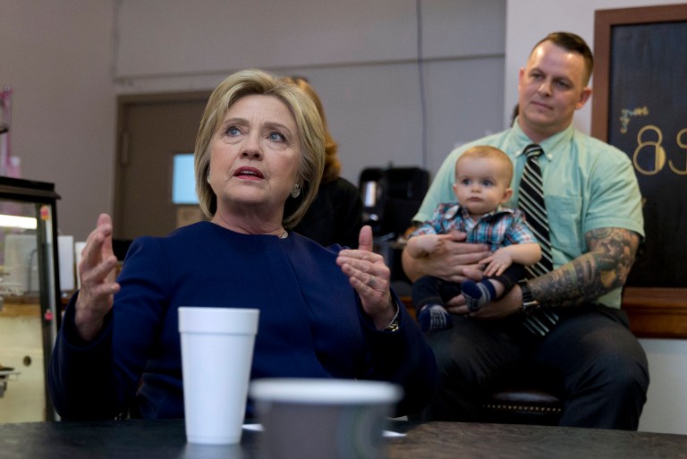 Hillary Clinton is headed straight for three states that Donald Trump has promised to turn red in the November election. (AP Photo/Carolyn Kaster)