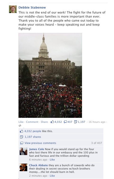 Senator Stabenow on Union Protests: ‘Keep Fighting!’