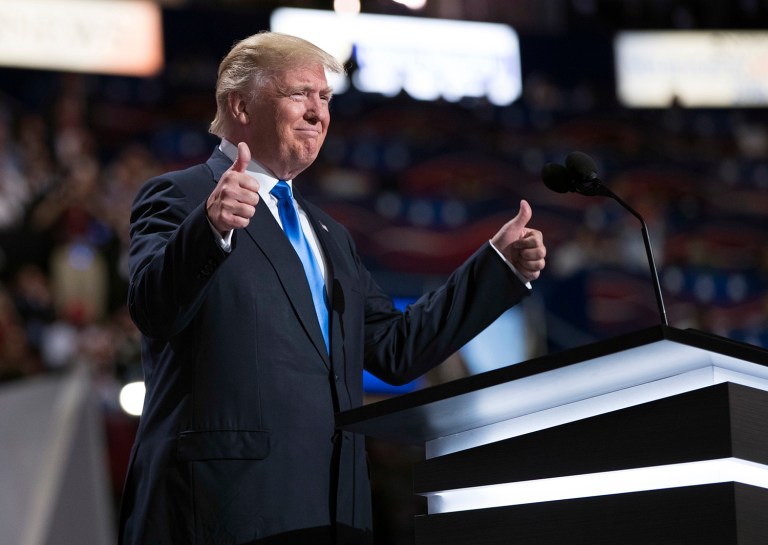 The Republican Party officially nominated Donald Trump for president on Tuesday. (AP Photo/Evan Vucci)