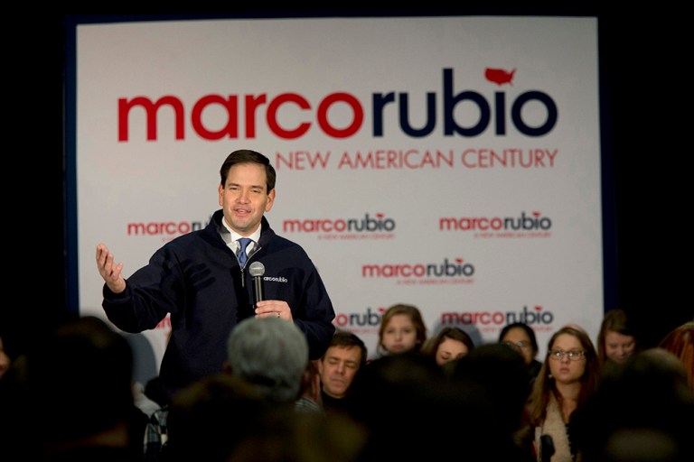 Republican presidential candidate, Sen. Marco Rubio, R-Fla. speaks during a town hall meeting, Friday, Jan. 29, 2016, in Burlington, Iowa. (AP Photo/Mary Altaffer)