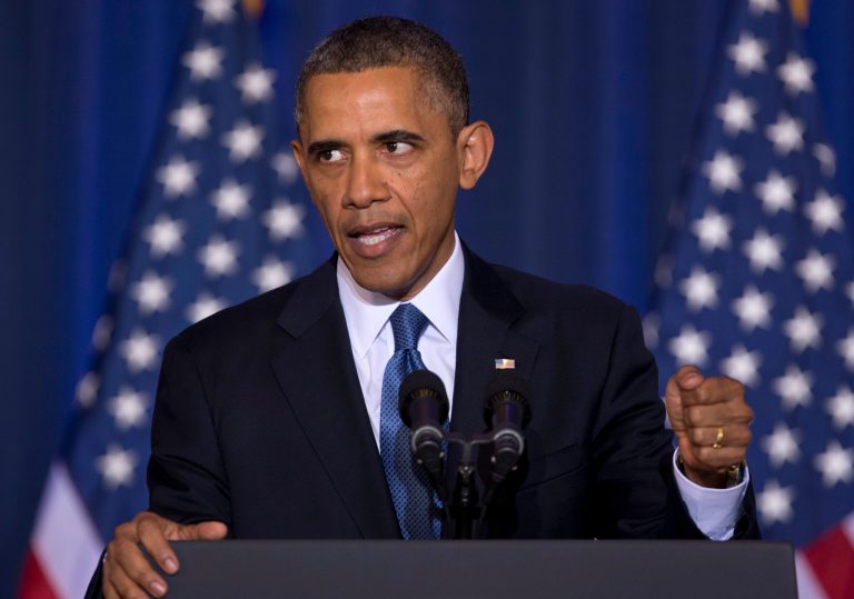 President Obama spoke disdainfully of drone strikes, the authorization to use military force against terrorists, and the detention facilities at Guantanamo Bay, at the National Defense University in May. (AP File)