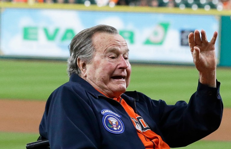 Former President George H.W. Bush has been hospitalized since last week after coming down with pneumonia. (AP Photo/Pat Sullivan)