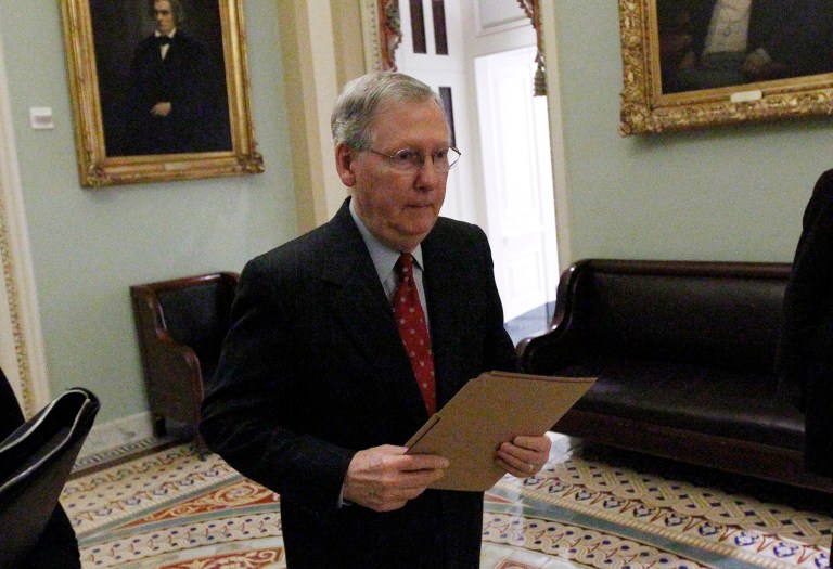Senate Majority Leader Mitch McConnell already shot down any chance that GOP leaders could resurrect the earmark moratorium now that they control the White House and Congress. (AP Photo/Alex Brandon)