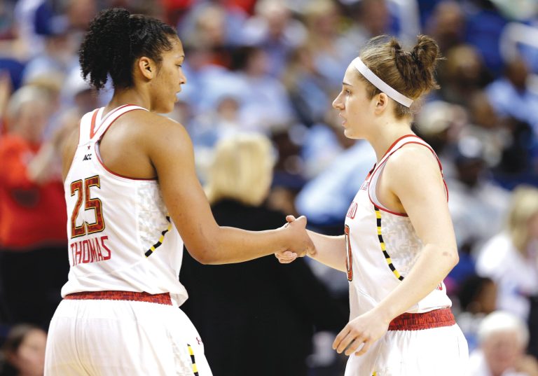 Chuck Burton/AP
Maryland juniors Alyssa Thomas and Katie Rutan both did not know that Quinnipiac was located in Connecticut.