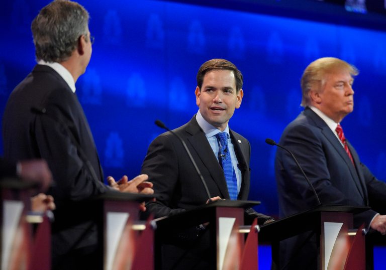 The CNBC Republican presidential debate on Wednesday devolved into a political food fight. (AP Photo)