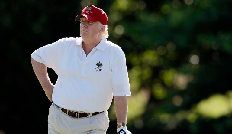 President Trump spent Wednesday playing 18 holes of golf at his Bedminster course, despite insisting his 17-day sojourn in New Jersey is not a vacation. (AP Photo/Patrick Semansky, File)