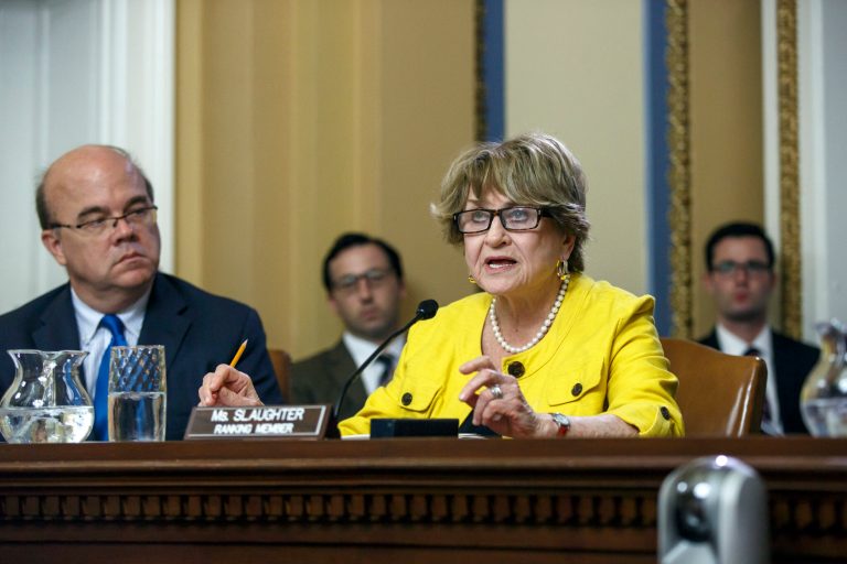 Rep. Louise Slaughter, the top Democrat on the House Rules Committee, sits next to Rep. James P. McGovern. (AP File Photo/J. Scott Applewhite)ÃÂ 