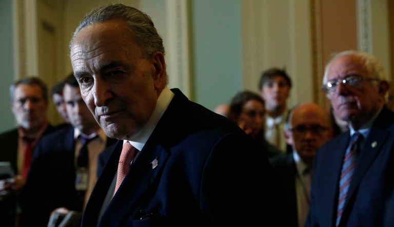 'After hearing Mr. Comey's testimony today, America is stunned. The cloud hanging over this administration has just gotten a whole lot darker,' Schumer said. (AP Photo/Jacquelyn Martin)