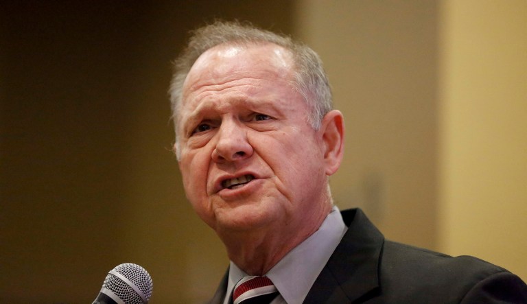 Former Alabama Chief Justice and U.S. Senate candidate Roy Moore speaks at the Vestavia Hills Public library, Saturday, Nov. 11, 2017, in Birmingham, Ala. According to a Washington Post story Nov. 9, an Alabama woman said Moore made inappropriate advances and had sexual contact with her when she was 14. (AP Photo/Brynn Anderson)
