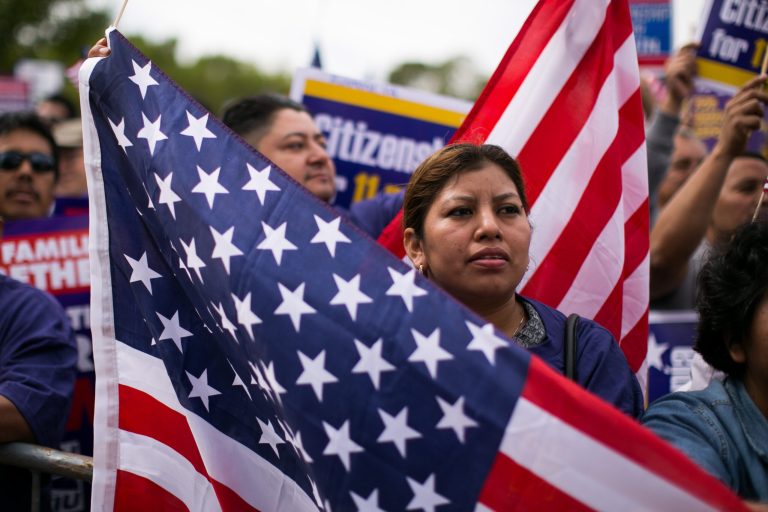 Democratic support for a policy that legalizes existing immigrants and increases border security has fallen from 52 percent to 45 percent now.ÃÂ (Getty images/Drew Angerer)