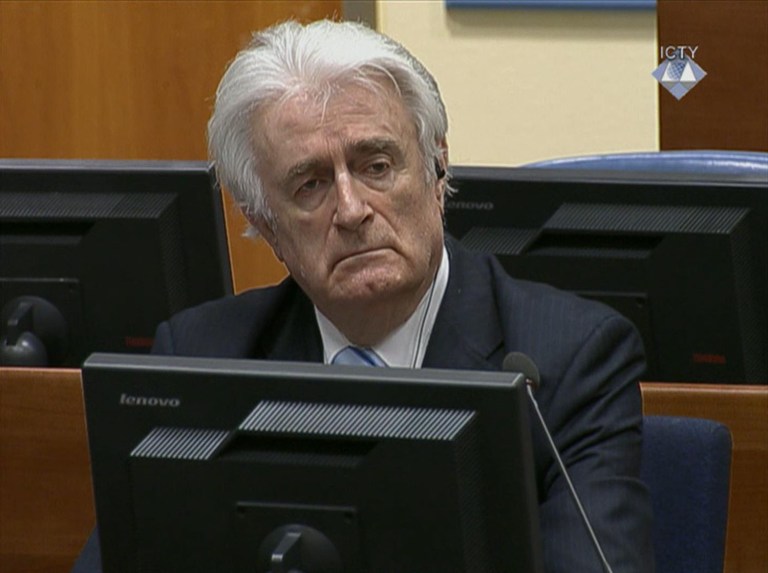 Radovan Karadzic was sentenced to 40 years in prison for crimes committed in the 1992-1995 Yugoslav war. (ICTY, Pool via AP)