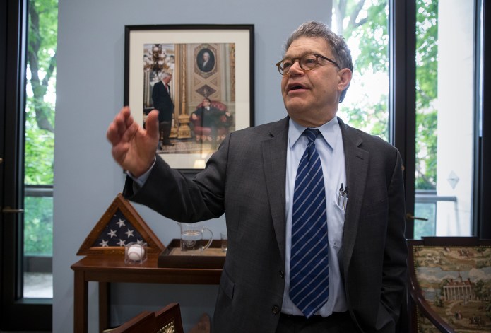 "I've been through a campaign, I've been kind of astounded by how sort of run-of-the-mill these emails have been," Franken said. "I think that's why they really haven't made much news." (AP Photo/J. Scott Applewhite)