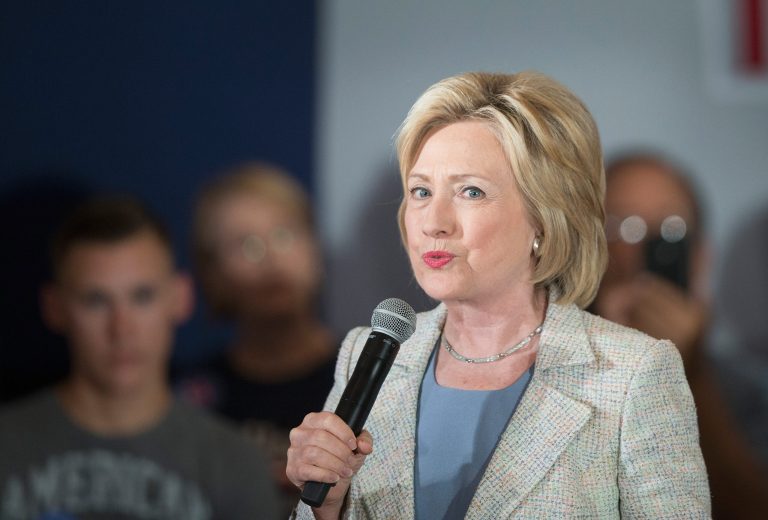 Clinton, accompanied by a huge entourage, slipped into the Fifth Avenue store through a side door Friday, the New York Daily News reported.Â (Photo by Scott Olson/Getty Images)