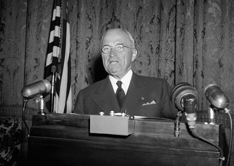 Harry Truman lashed out at a Washington Post writer for an unflattering review of his daughter's concert. (AP Photo/Ernest K. Bennett)