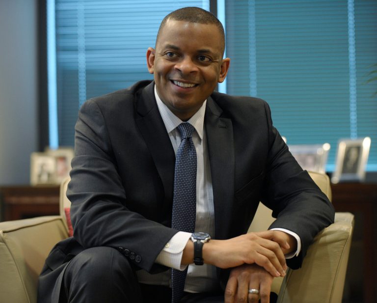 Transportation Secretary Anthony Foxx speaks during an interview with the Associated Press at the Transportation Department in Washington, Tuesday, Jan. 14, 2014. (AP Photo/Susan Walsh)