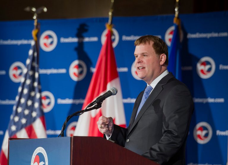 Canadian Foreign Affairs Minister John Baird speaks at a U.S. Chamber of Commerce luncheon in Washington.ÃÂ Baird called for Obama to sign off on the Keystone XL project, which was proposed in 2008, at a Jan. 15 press conference.ÃÂ (AP Photo/Cliff Owen)