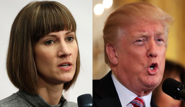 Rachel Crooks has accused Trump of kissing her without her consent when she worked as a receptionist in Trump Tower in 2006. (AP)