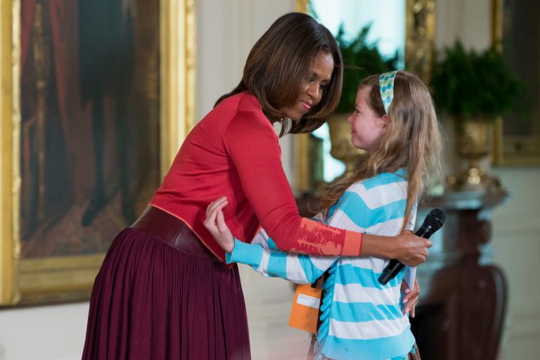 First lady gets resume from girl with jobless dad