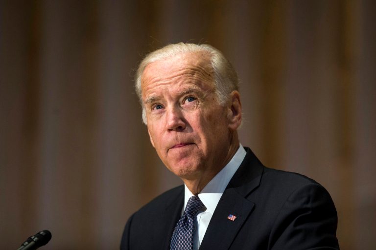 Biden appeared to contrast Peres' optimistic spirit with the politics of fear that critics associate with Trump. (AP Photo/Zach Gibson)