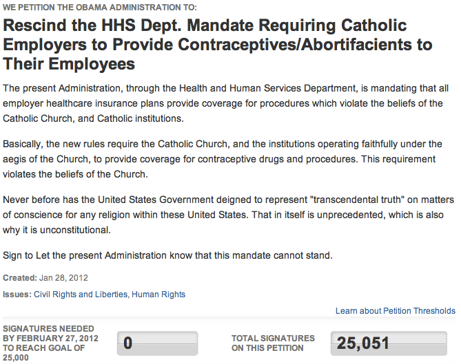 Petition against HHS mandate gets 25k signatures