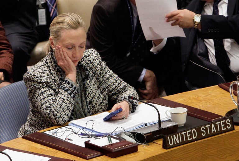 Documents made public Wednesday indicates State Department officials attempted to give Hillary Clinton a government email account to use while she was secretary of state. (AP Photo/Richard Drew, File)