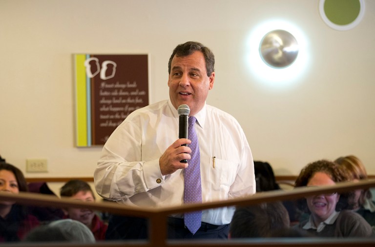 Republican presidential candidate, New Jersey Gov. Chris Christie speaks during a town hall at Village Inn restaurant Monday, Jan. 18, 2016, in Council Bluffs, Iowa. (AP Photo/Jae C. Hong)