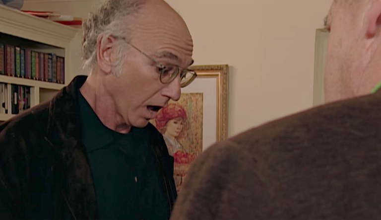 In this first episode of its ninth season, series creator and star Larry David used two controversial plot lines to prove that political correctness is the ideology of the idiots. (Image courtesy screenshot)