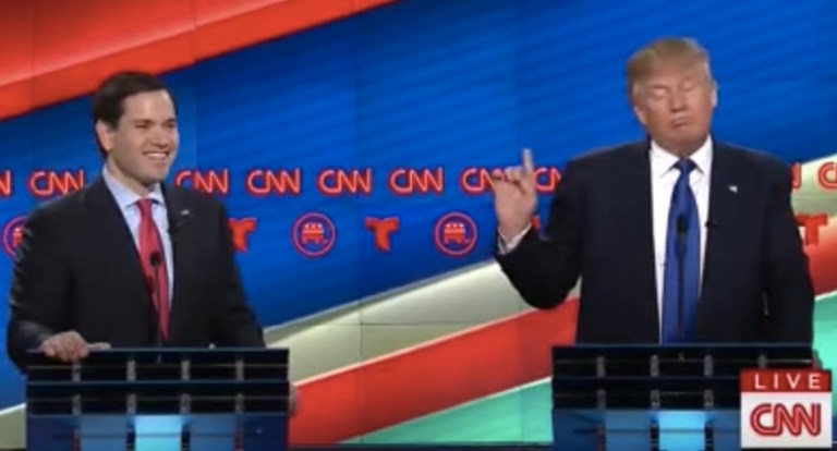 Rubio Embraces Trump by Name