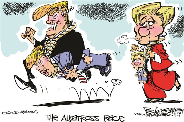 Editorial cartoon: The albatross race