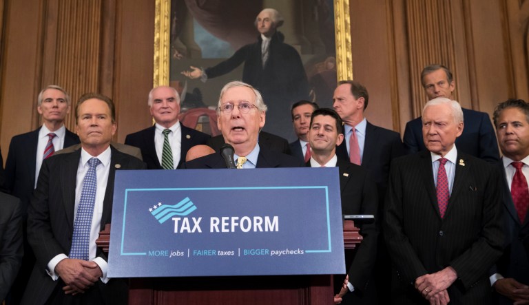 The Tax Foundation said under its dynamic scoring model, the tax cuts Republicans hope to pass into law this week would increase GDP by 1.7 percent over the decade. Senate Republicans appear to be unified around the final tax reform bill, and are expected to pass it as early as Tuesday. (AP Photo/J. Scott Applewhite, file)