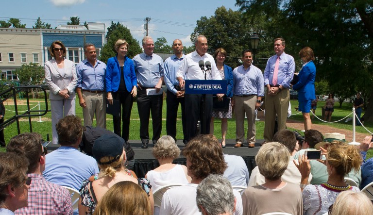 Senate Minority Leader Chuck Schumer joined by congressional Democrats unveil the Democratic Party's new agenda called 