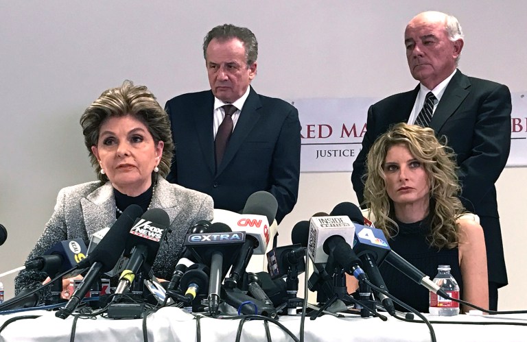 Some of the women who have accused President Trump of sexually harassing or assaulting them will take stage alongside attorney Gloria Allred at the Women's March on Saturday to tell the 200,000 in attendance about their alleged experiences. (AP Photo/Mike Balsamo)