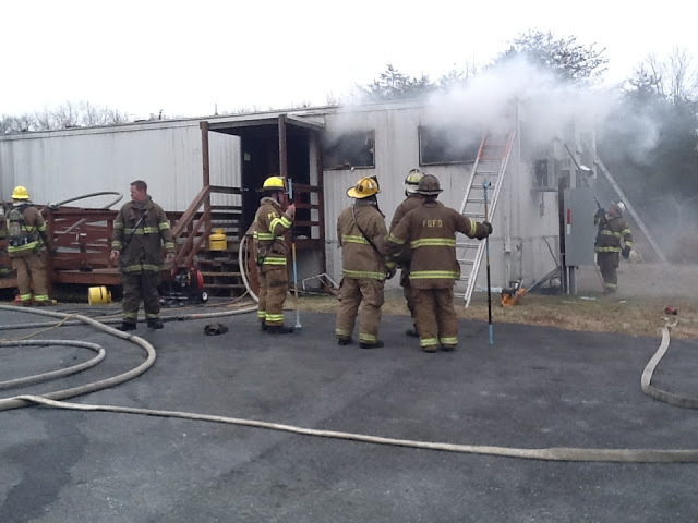 Firefighters put out the fire at the Metro trailer in Camp Springs. (Photos courtesy Prince George's County)