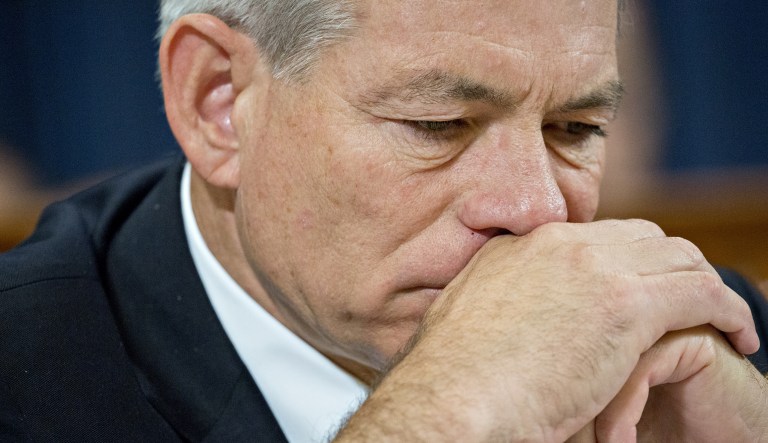 Representative David Schweikert, a Republican from Arizona, listens during a House Ways and Means Committee markup hearing in Washington, D.C., U.S., on Monday, Nov. 6, 2017. The House tax-writing committee began debate on the GOP's proposed overhaul, kicking off four frantic days for lobbyists and lawmakers to revise a bill that represents President Donald Trump's final hope for a signature legislative achievement this year.