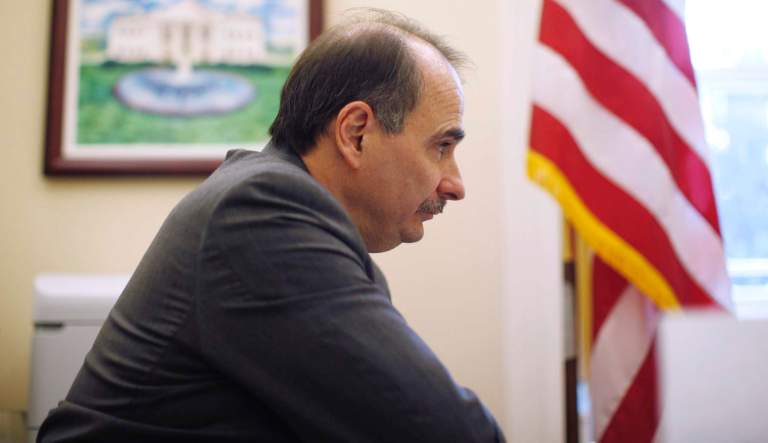David Axelrod, outgoing senior adviser to President Barack Obama, is interviewed by the Associated Press in his West Wing Office at the White House in Washington, Friday, Jan. 28, 2011. 