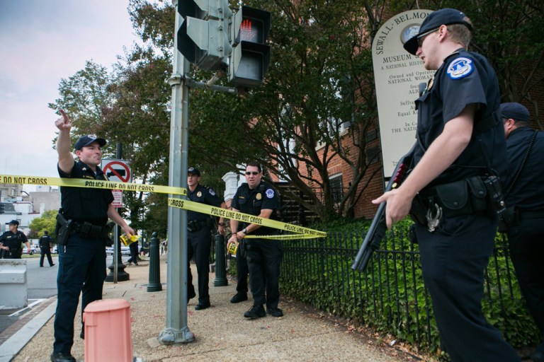 The Capitol complex was placed on lockdown after reports of gunfire, causing lawmakers and staff to rush to shelter and sending law enforcement swarming to the Hill. (Photo: Graeme Jennings/Washington Examiner)