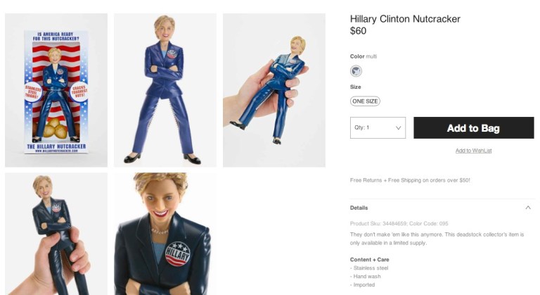 Urban Outfitters Selling ‘Hillary Clinton Nutcracker’
