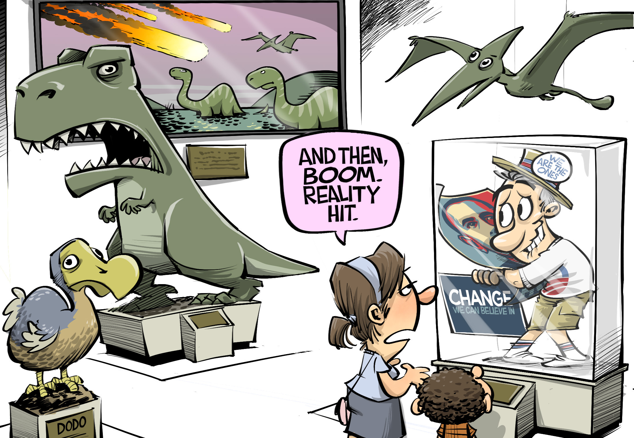 Editorial Cartoon: Climate dinosaurs