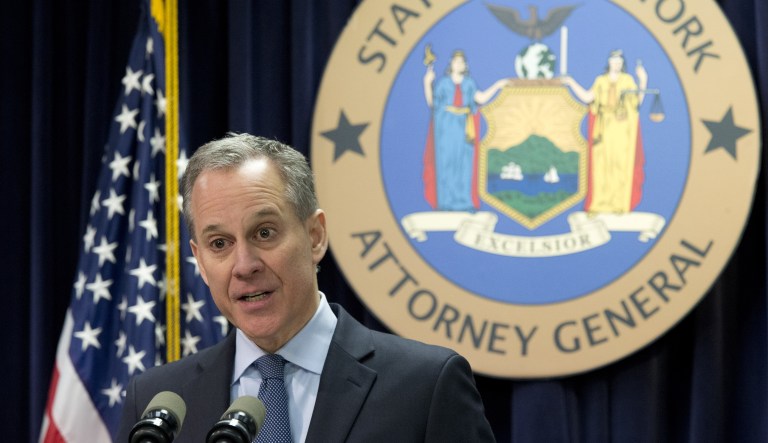 New York Attorney General Eric Schneiderman on Wednesday released details of his office's investigation into fake comments submitted to the Federal Communications Commission on its upcoming net neutrality decision. (AP Photo/Mary Altaffer)